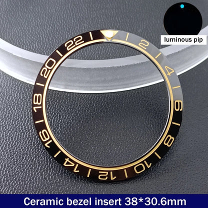 38mm x 30.6mm Sloped Ceramic Bezel GMT and Diving Watch Insert for 40mm Men's Watch Replacement Watch Bezel Inserts