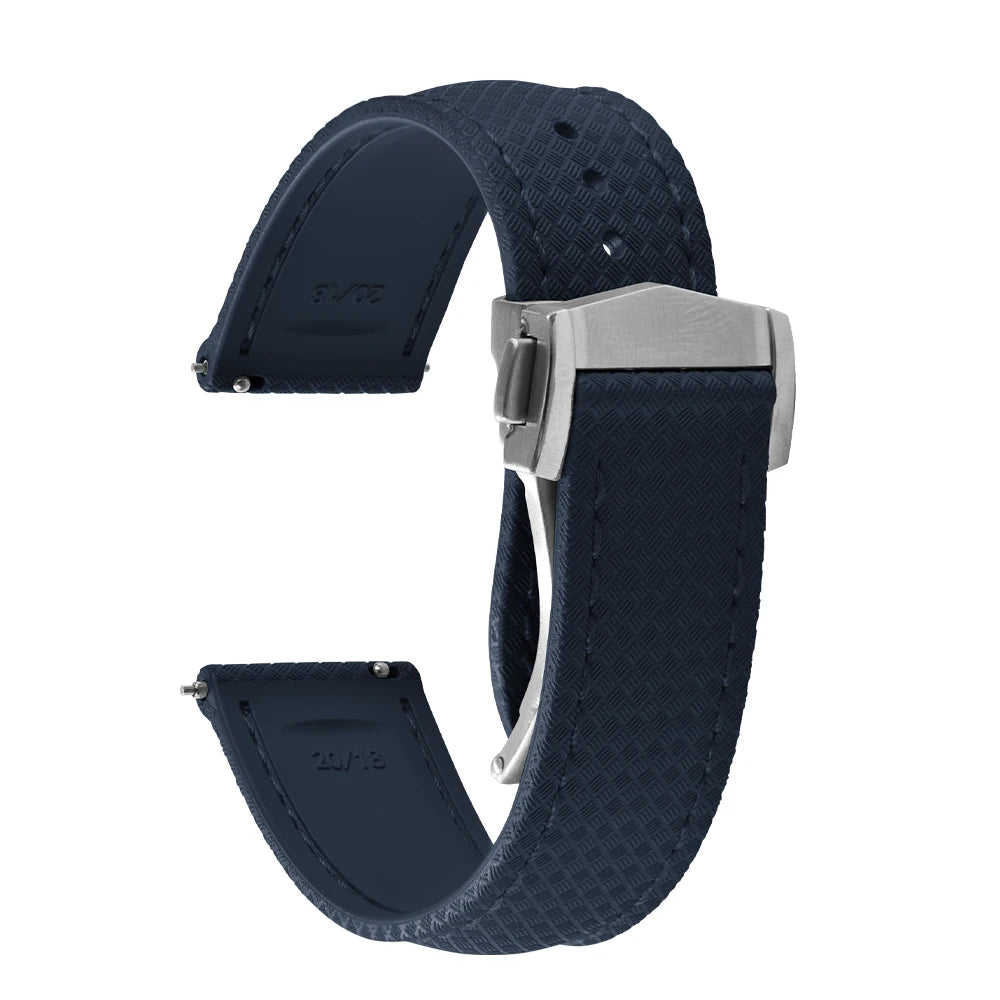 FKM Waterproof Rubber Watch Band Quick Release Deployment Clasp Straps 20mm 22mm Universal Watch Bracelet