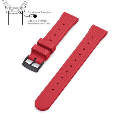 JUELONG – bracelets de montre en caoutchouc gaufré FKM, à dégagement rapide, étanche, Durable, en caoutchouc fluoré, 20mm 22mm, pour montre de plongée traditionnelle