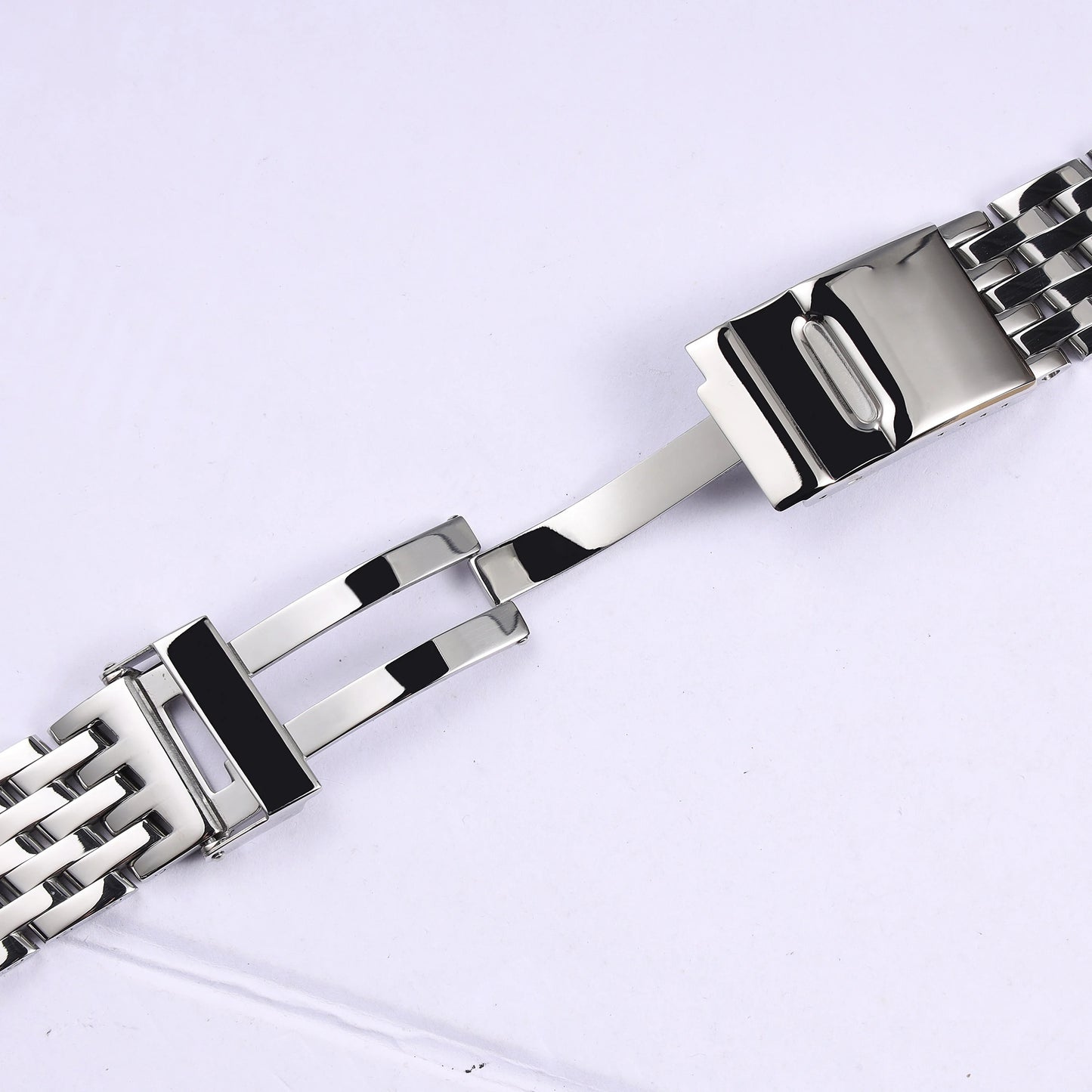 Bracciale per orologio in acciaio inossidabile massiccio, estremità curve e dritte, argento lucido, 22 mm, per Breitling Navitimer.