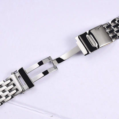 Bracciale per orologio in acciaio inossidabile massiccio, estremità curve e dritte, argento lucido, 22 mm, per Breitling Navitimer.