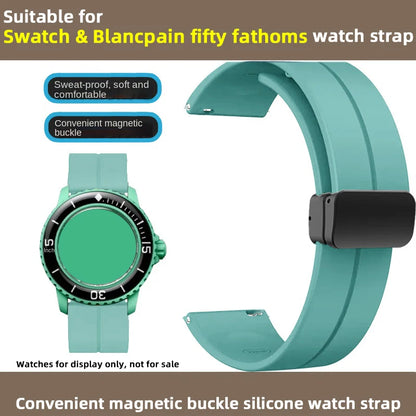 Cinturino in silicone morbido da uomo e donna, per Swatch, Blancpain Fifty Fathoms, Five Ocean, blu, arancione, verde, grigio, strumento, marca Co, 22mm