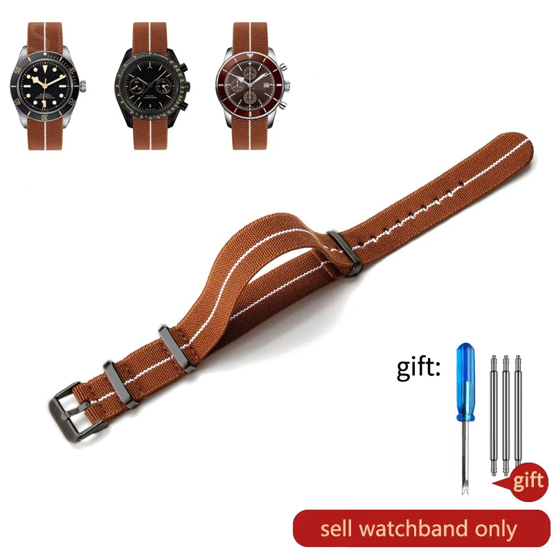 Retro Parachute Nylon Watch Strap for Rolex Tudor Biwan Omega Heuer IWC Men High-Density Knit 18 20 22mm Replacement Accessories