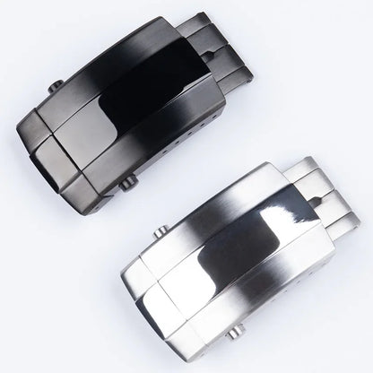 Universal Double Push Button Folding Buckle, 316L Stainless Steel Clasp for Breitling Rubber and Silicone Strap, Two Identical Straps