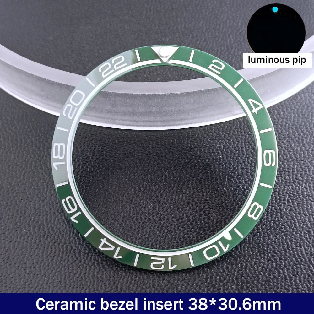 38mm x 30.6mm Sloped Ceramic Bezel GMT and Diving Watch Insert for 40mm Men's Watch Replacement Watch Bezel Inserts