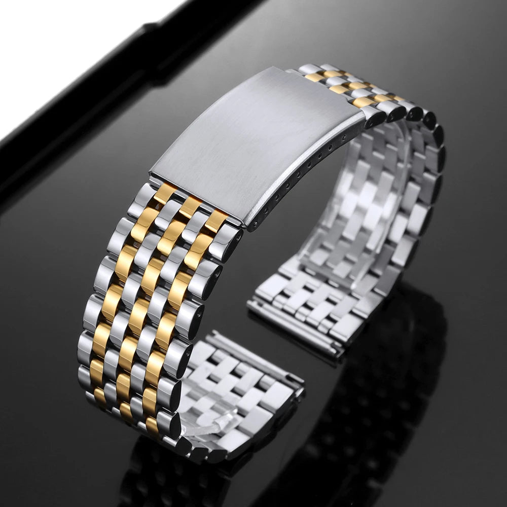 Bracelet de montre en acier inoxydable 20 mm 22 mm pour Omega pour Seiko, bracelet métallique à extrémités plates, bracelet de remplacement pour affaires, accessoires de montre