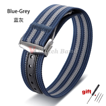 Pour Omega pour Swatch pour Moonswatch toile Nylon bracelet de montre 20mm pour Seiko Sport bracelet de montre étanche boucle pliante brossée