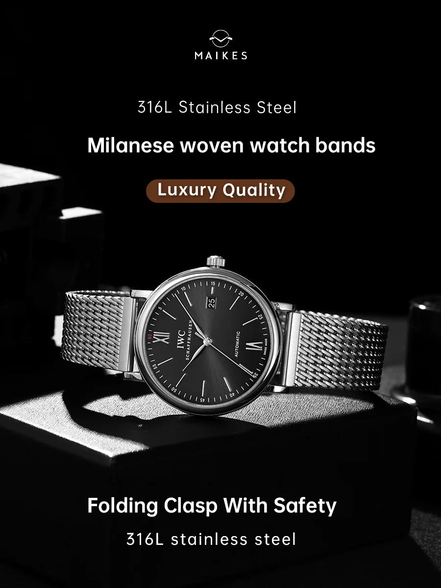 MAIKES bracelet de montre de luxe en acier inoxydable 316L pour Rolex Omega IWC Breitling bracelets de montre 20mm 21mm 22mm bracelet de montre tissé milanais