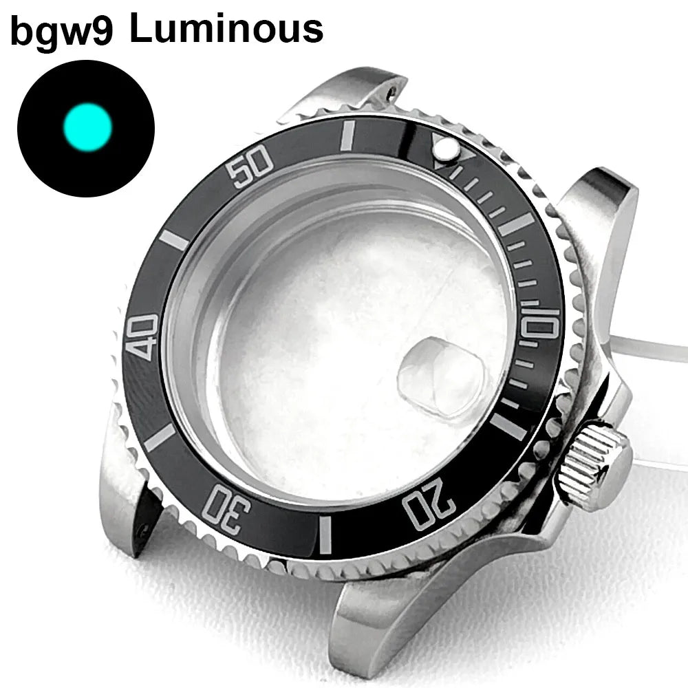 Cassa per orologio secondario in argento di alta qualità, 40,5 mm, adatta per NH-35/36, vetro zaffiro, cassa in metallo, parti e accessori resistenti all'acqua fino a 50 bar