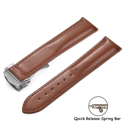 Bracciale in pelle bovina con chiusura deployante 19mm 20mm 21mm 22mm per Omega Couturier cinturino universale in pelle accessori orologio da uomo