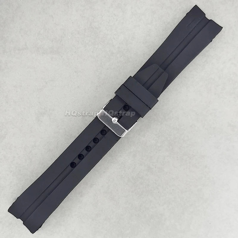 Curved end silicone watch band, 22mm 24mm 26mm, soft rubber dive watch band, waterproof, universal replacement strap