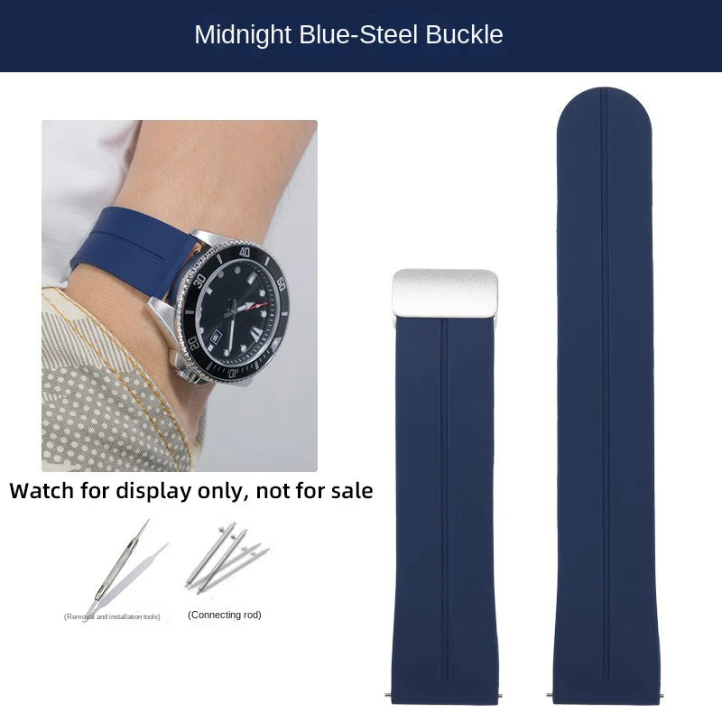 22mm Soft Silicone Watch Band for Casio Marlin MDV-106 Duro MDv106 MTP-1374 1375 EFS-S510 EFV-540, Magnetic Folding Buckle