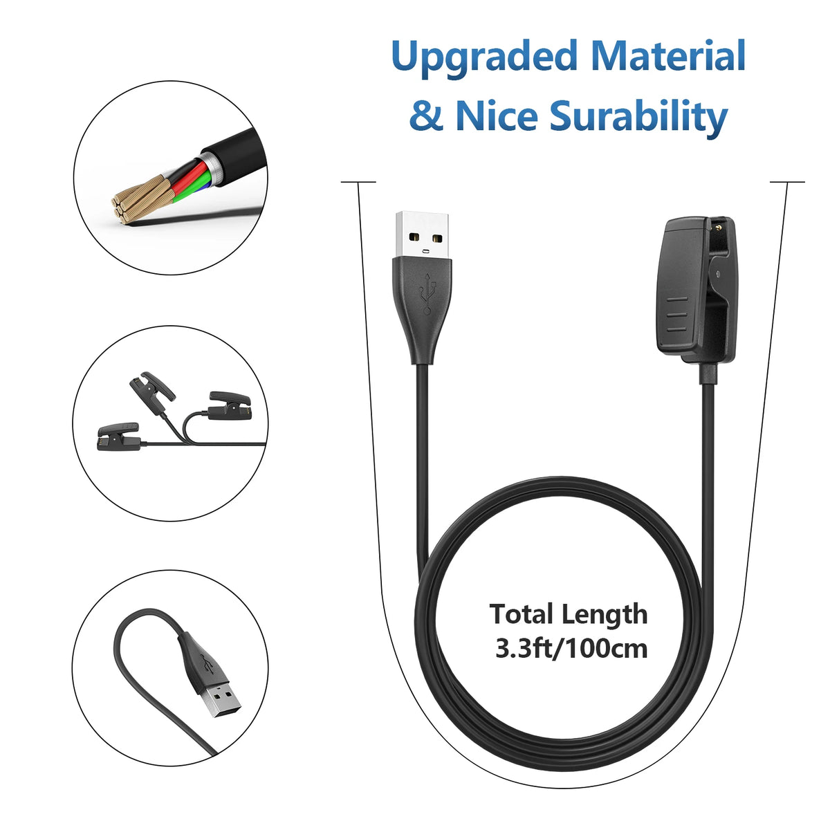 Chargeur USB 100CM pour Garmin Forerunner 35 230 235 630 735xt 645, câble de chargement musical pour approche G10 S20, berceau à Clip