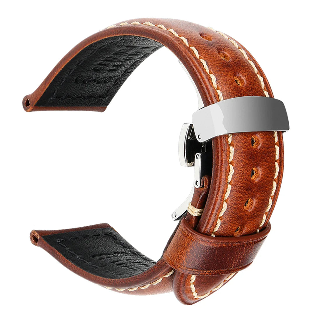 Watch accessories watch straps 20mm 22mm 24mm Cowhide leather watch strap butterfly buckle clasp watchband watch strap belt