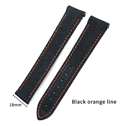 Bracelet de montre en tissu nylon de haute qualité avec base en cuir, adapté à Omega Seamaster Diver 300M AT150 Aqua Terra |   19 mm 20 mm 21 mm