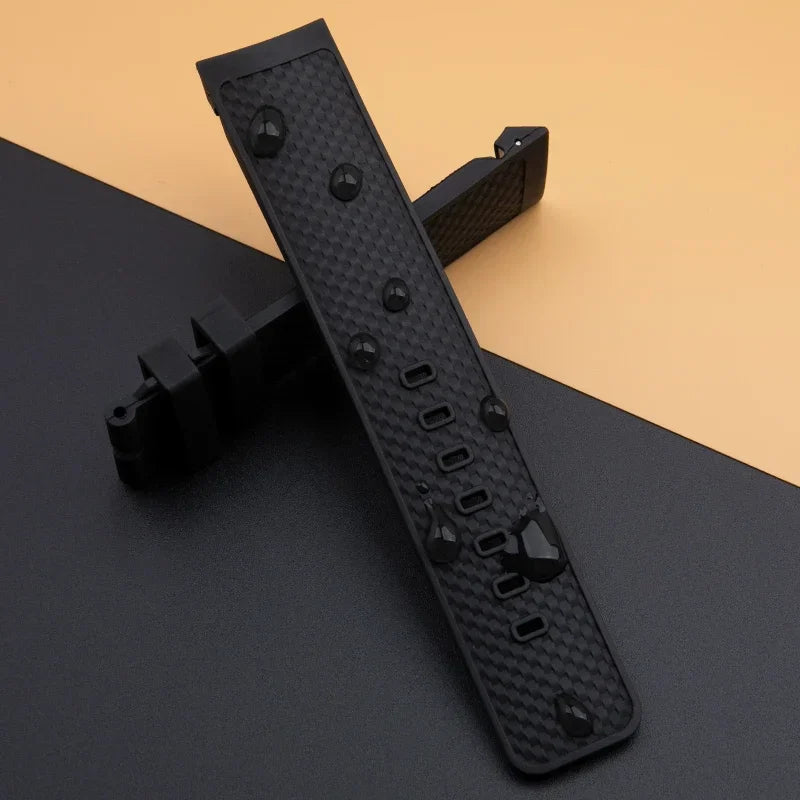 Soft Fluororubber Watch Strap, 22mm, for IWC AQUATIMER FAMILY IW376806 IW379503, Black and Blue, Quick Release