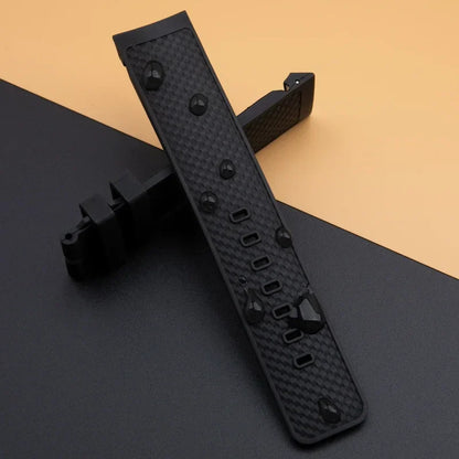 Soft Fluororubber Watch Strap, 22mm, for IWC AQUATIMER FAMILY IW376806 IW379503, Black and Blue, Quick Release
