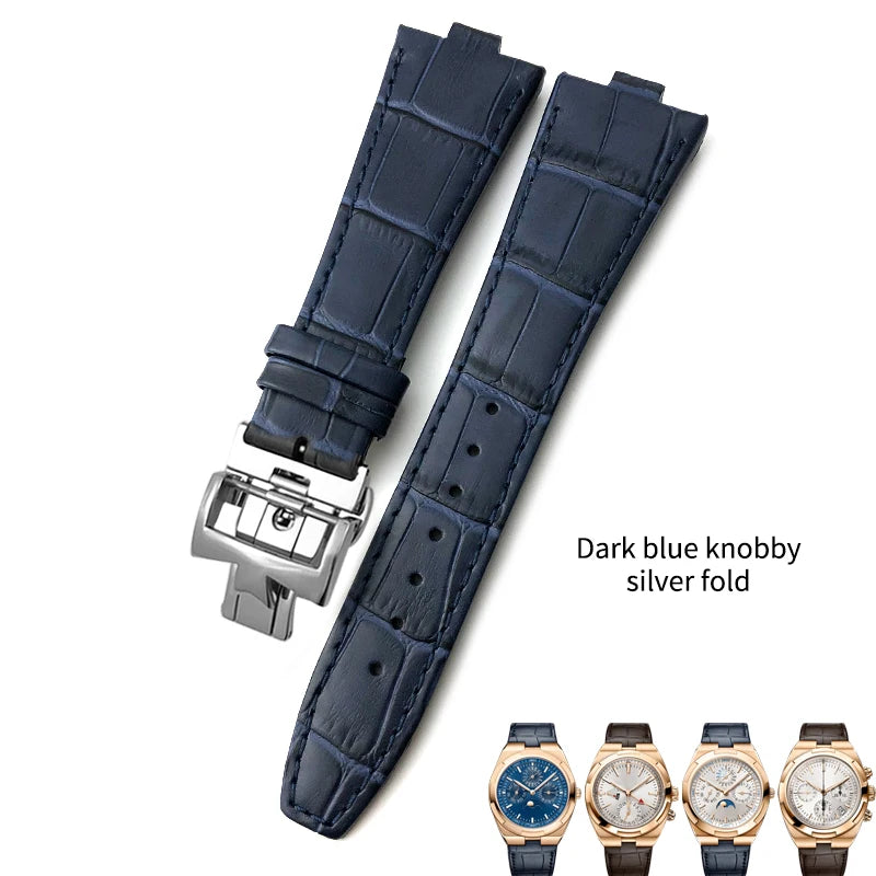 Remplacement du bracelet de montre en cuir de vachette véritable pour homme, VachAnderConstantin, cuir de veau d'outre-mer, noir, bleu, marron, bracelet, 25mm x 9mm