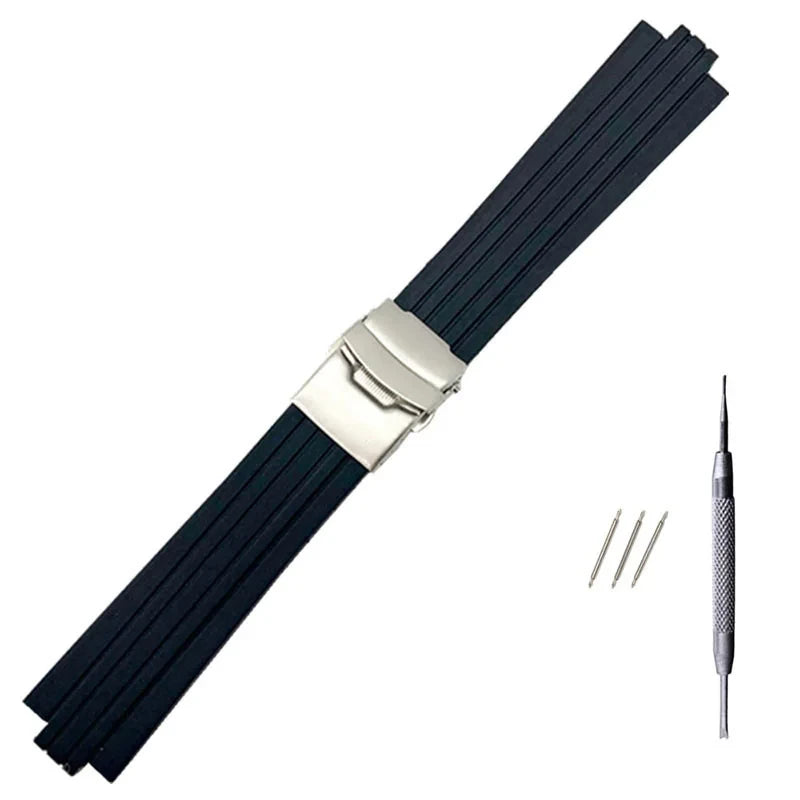 Cinturino in gomma siliconica per orologio Oris Aquis, cinturino impermeabile, cinturino convesso, nero, 7330, 7740, 22x12mm, 24x11mm, 24x12mm