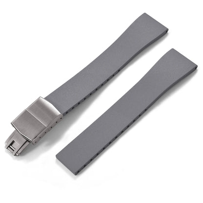 New CTS Fluororubber FKM Watch Straps 16mm 18mm 19mm 20mm 21mm 22mm Cut-to-Size Quick Release Butterfly Silver Buckle Watch Straps