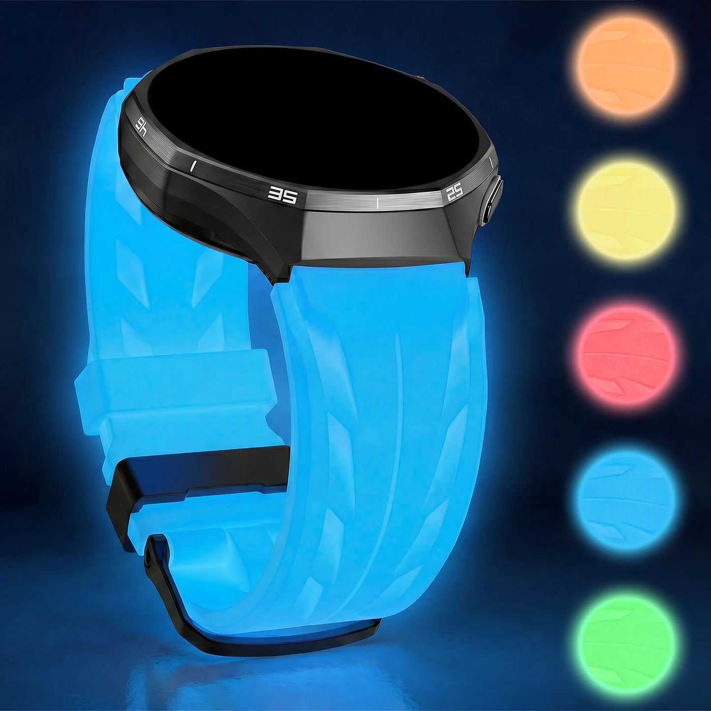 Bracelet de montre lumineux Konse 20/22 mm, adapté aux montres Samsung 7/6/5/4/FE, bracelet en silicone lumineux pour le sport