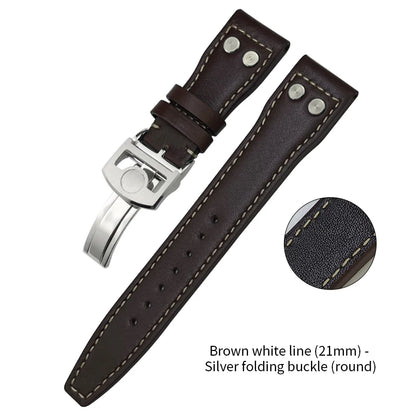 Bracelet de montre en cuir de vachette Rivet Optics, bracelet de montre en cuir véritable, IWC, Suffino 77, Suff5009, Big Pilot, Spitfire, Le Petit Prince, 21mm, 22mm