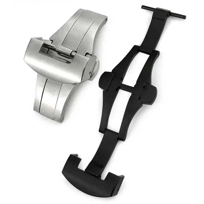Boucle papillon en acier inoxydable, fermoir pliant pour Panerai, bouton de déploiement argent noir pour bracelet de montre en caoutchouc, 22mm 20mm