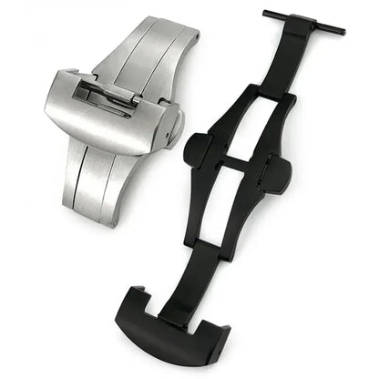 Boucle papillon en acier inoxydable, fermoir pliant pour Panerai, bouton de déploiement argent noir pour bracelet de montre en caoutchouc, 22mm 20mm