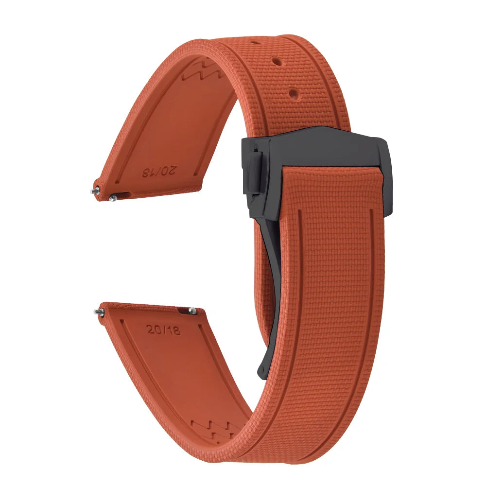 Premium Quality FKM Soft Rubber Watch Strap 20mm 21mm 22mm Sailcloth Texture Sport Band Quick Release Universal Watchband for DLug