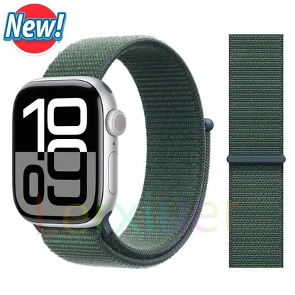 适用于 Apple Watch 46mm 44mm 45mm 40mm 41mm 42mm 的尼龙回环表带，适配 iWatch 系列 11 10 9 SE 8 7 6 5 4 Ultra 3 2 49mm