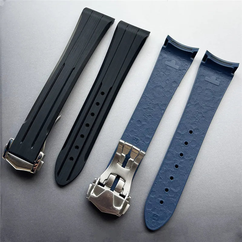 20 mm Kautschukarmband für Omega X Swatch MoonSwatch, Faltschließe, gebogenes Ende, Ersatzarmband für Speedmaster Moonwatch