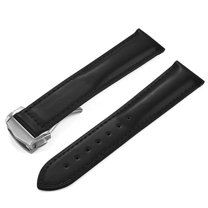 Cinturino in pelle bovina con fibbia pieghevole 19 20 21 22mm per Omega Seamaster, cinturino universale da uomo di alta qualità a sgancio rapido