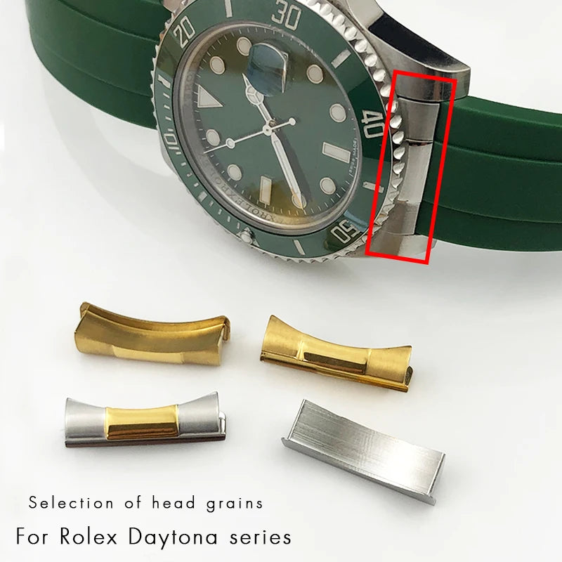 Maillon d'extrémité courbé de 19 mm, 20 mm, 21 mm, 22 mm pour bracelet de montre Rolex Submariner GMT Daytona Master en cuir ou caoutchouc, connexion sans couture.
