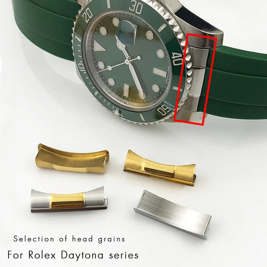 Maillon d'extrémité courbé de 19 mm, 20 mm, 21 mm, 22 mm pour bracelet de montre Rolex Submariner GMT Daytona Master en cuir ou caoutchouc, connexion sans couture.