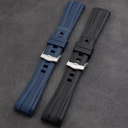 Cinturino per orologio in gomma morbida, 20 mm 22 mm, per Omega, nuovo Seamaster 300 PLANET OCEAN 600, cinturino con fibbia ad ardiglione, estremità curva