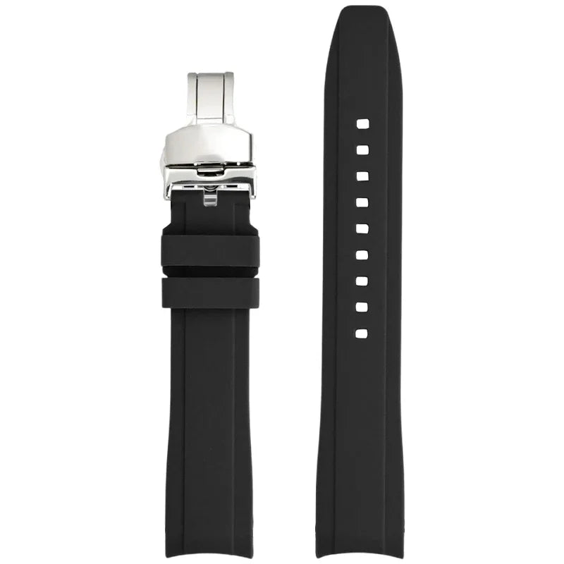 High Resistance Silicone Bracelet for Men and Women, 18/19/20/21/22mm, Universal Curved End, Butterfly Buckle, Watch Strap for Tissot 1853