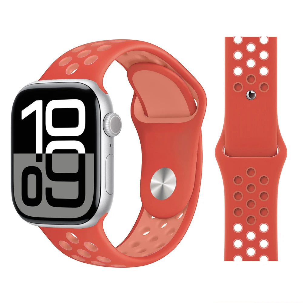 Bracelet en Silicone pour bracelets de montre Apple 46mm 44mm 45mm 40mm 41mm 42mm, Bracelet de Sport Correa iWatch série 11 10 9 SE 8 7 6 5