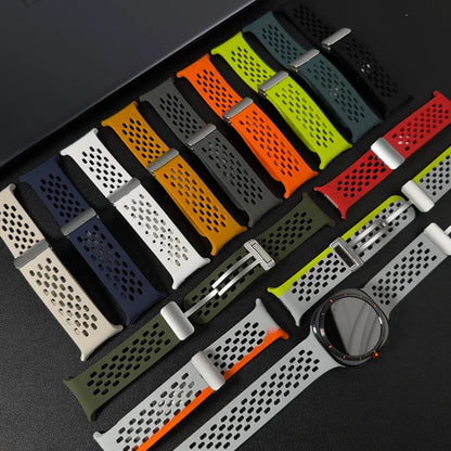 Magnetic Folding Buckle Bracelet for Samsung Watch, Ultra Metal Beads Replacement, Breath-Air Fitness Watch Accessory
