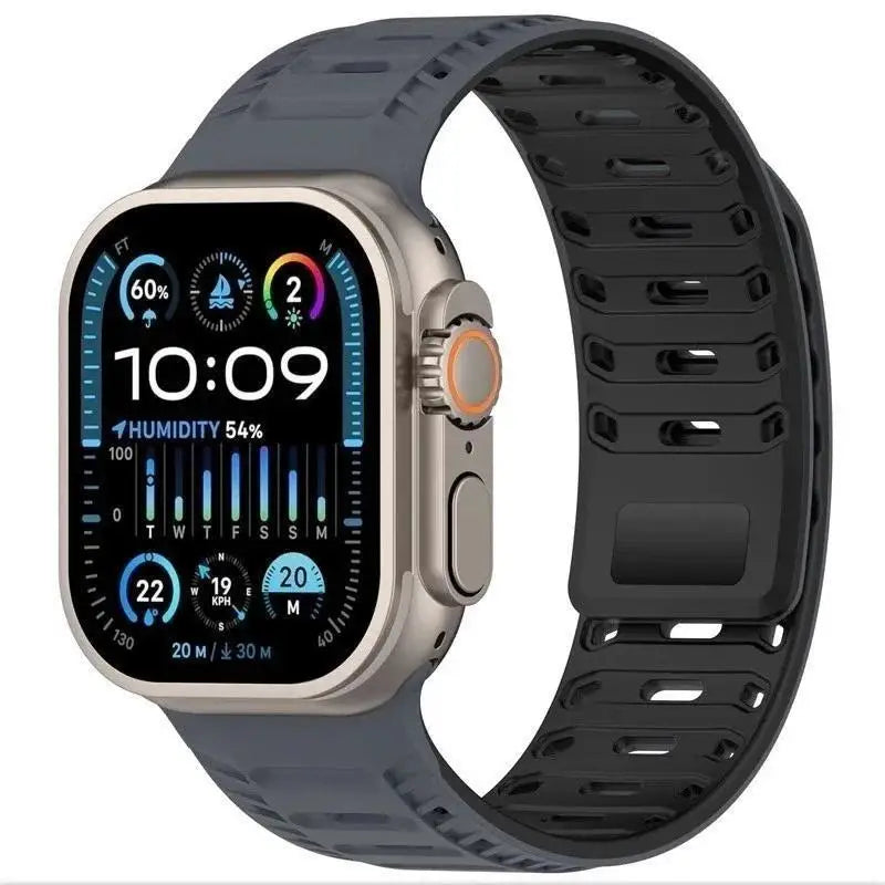 Silicone Band with Magnetic Metal Clasp for Apple Watch Ultra 3 Ultra 2 S11/10/8/7 49mm 45 44 42 41mm