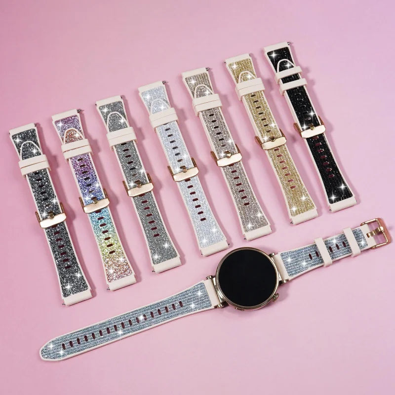 Cinturino in silicone glitterato da 18mm per Huawei Watch GT6/5/4, compatibile con 41mm, cinturino casual da donna, delicato sulla pelle, comodo e traspirante