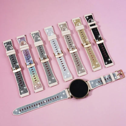 Cinturino in silicone glitterato da 18mm per Huawei Watch GT6/5/4, compatibile con 41mm, cinturino casual da donna, delicato sulla pelle, comodo e traspirante
