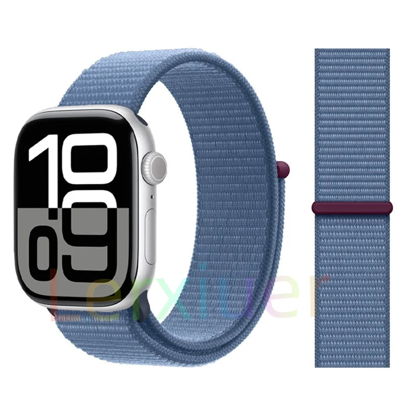 适用于 Apple Watch 46mm 44mm 45mm 40mm 41mm 42mm 的尼龙回环表带，适配 iWatch 系列 11 10 9 SE 8 7 6 5 4 Ultra 3 2 49mm