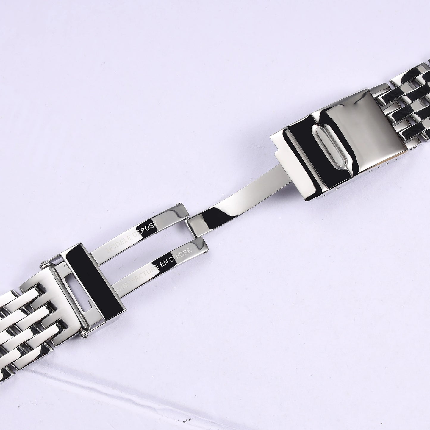 Per Breitling, maglie terminali curve nuove, a 7 perle, 24 mm, bracciale in acciaio inossidabile massiccio lucidato color argento, cinturino Navitimer