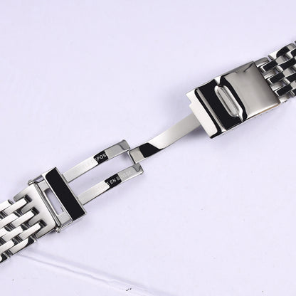 Per Breitling, maglie terminali curve nuove, a 7 perle, 24 mm, bracciale in acciaio inossidabile massiccio lucidato color argento, cinturino Navitimer