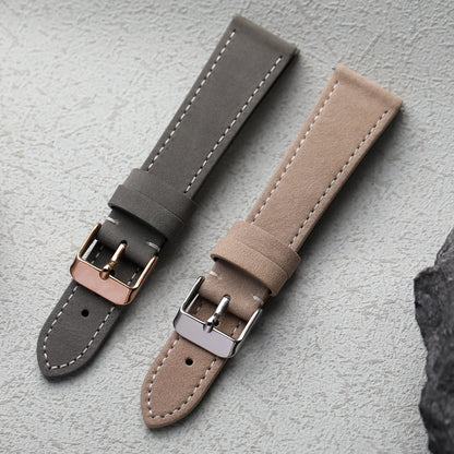 Bracciale fatto a mano in pelle smerigliata, 18 19 20 22MM, marrone grigio morbido, cinturino vintage in pelle bovina di primo strato, adatto per bracciale di orologio antico