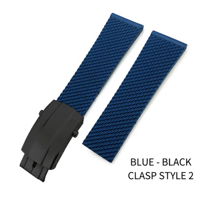 Cinturino in gomma intrecciata, cinturino morbido in silicone, 20mm, 21mm, 22mm, 23mm, 24mm, per orologio Breitling AVENGER NAVITIMER NAVITIMER, nero e blu
