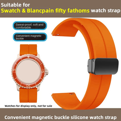 Cinturino in silicone morbido da uomo e donna, per Swatch, Blancpain Fifty Fathoms, Five Ocean, blu, arancione, verde, grigio, strumento, marca Co, 22mm