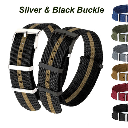 Cinturino per orologio in Nylon di alta qualità 20mm 22mm per orologio militare casual, fibbia nera, ricambio per cinturino sportivo militare, marrone, verde