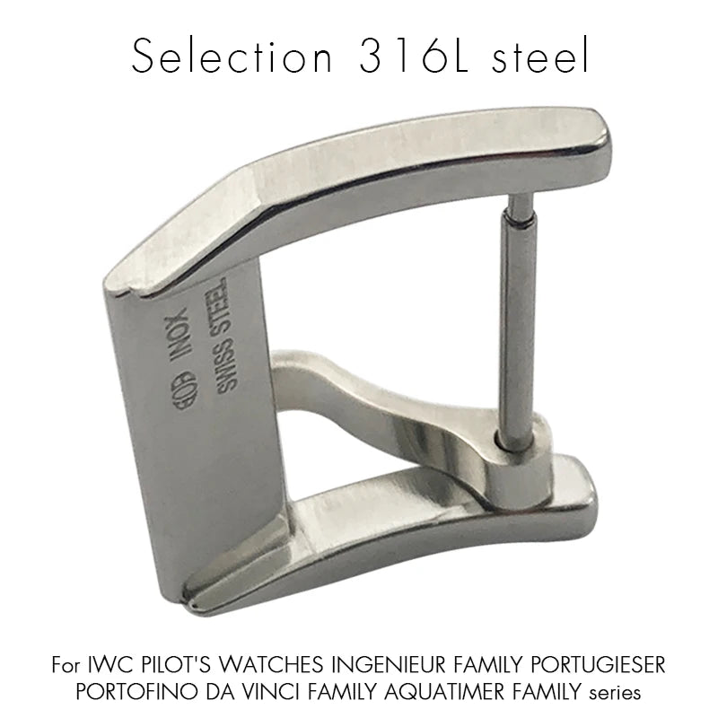 Structure de déploiement en acier inoxydable SION L, bracelet de montre en cuir, fermoir pliant, or rose, caoutchouc, marque pilote IWC, portugais, 18mm