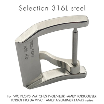 Structure de déploiement en acier inoxydable SION L, bracelet de montre en cuir, fermoir pliant, or rose, caoutchouc, marque pilote IWC, portugais, 18mm